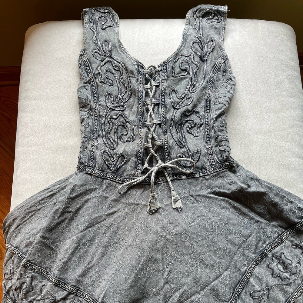 grey boho floor length dress